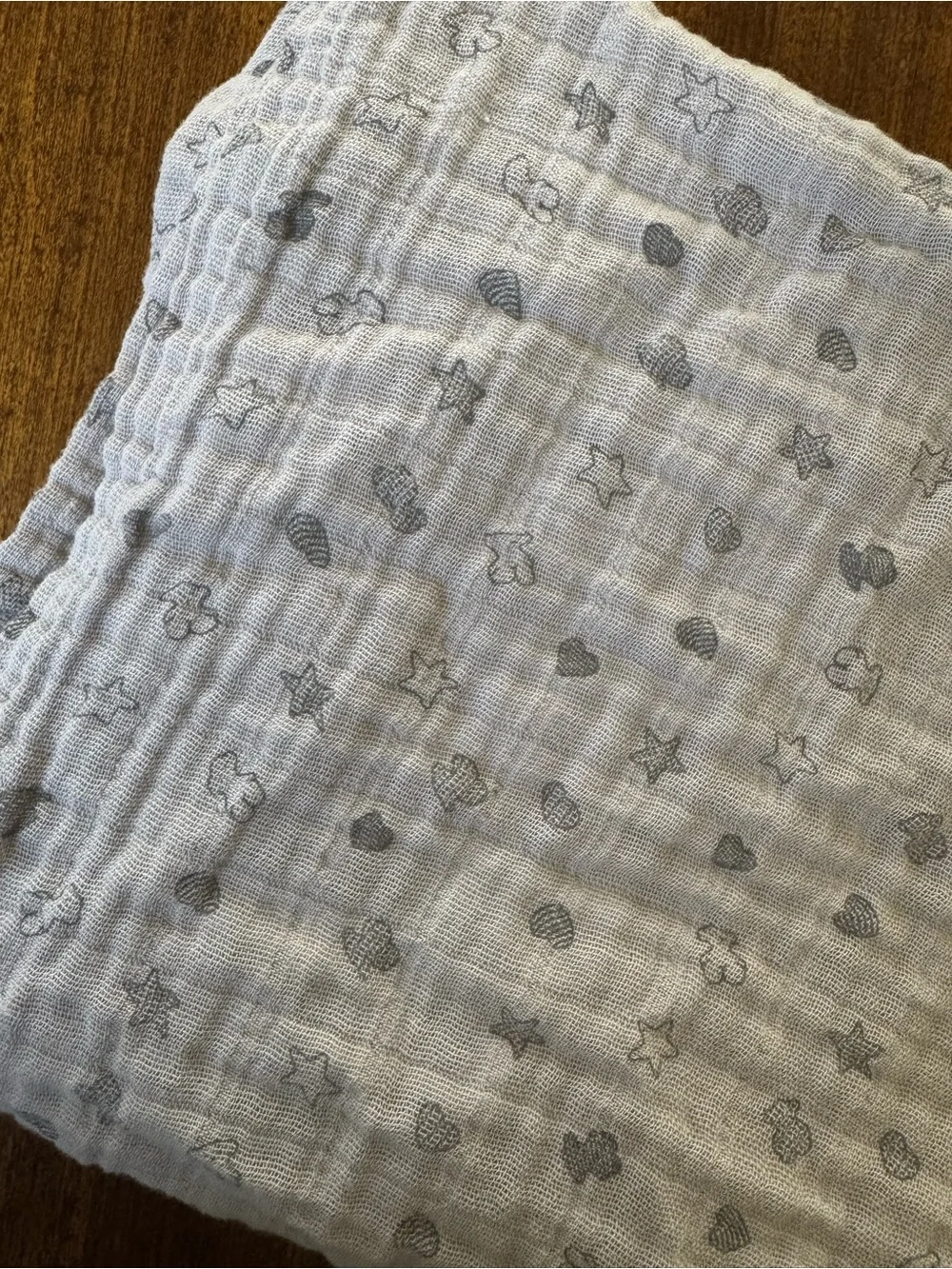 Tous Muslin Baby Blanket with Gray Print